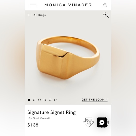 MONICA VINADER Jewelry - Monica Vinader 18k Gold Vermeil Signet Ring